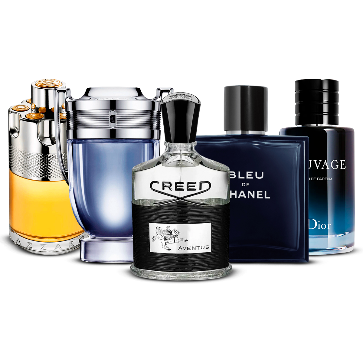 Sada 5 Parfémů – Azzaro Wanted, Invictus, Creed Aventus, Bleu de Chanel i Sauvage [100 ml každý]